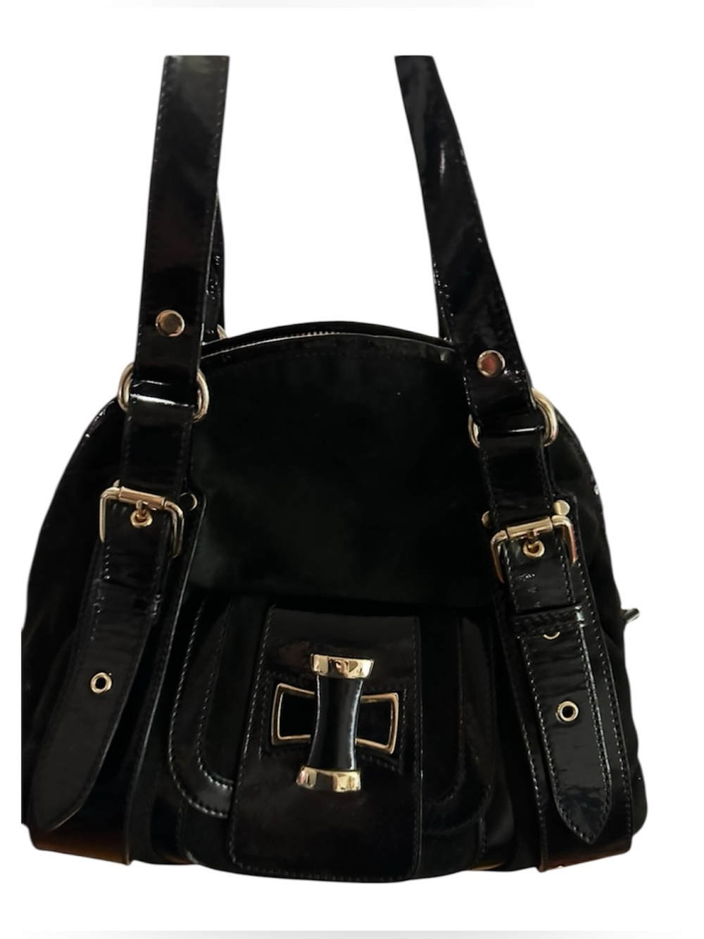Cesare Paciotti Made in Italy Black Suede Shoulder Bag
